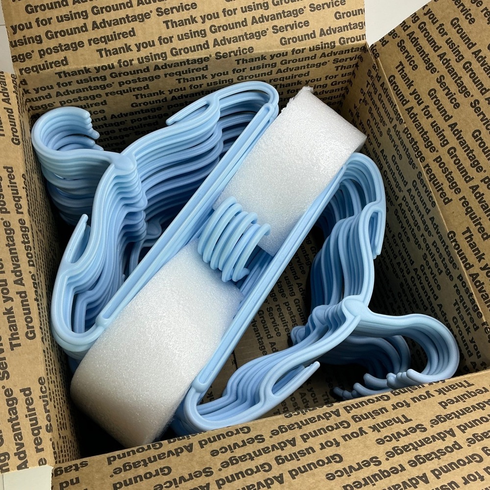 Blue Plastic Baby Hangers Kids 48 Pack Notched Slim Design 11.5 Inch - Picture 10 of 10